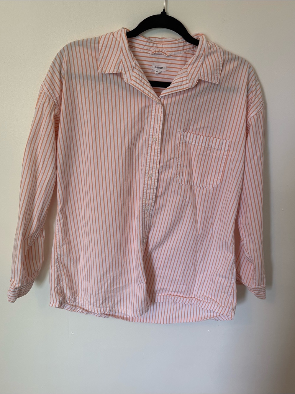 Striped Button-Up Shirt in Soft Peach and White